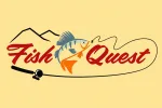 Fish Quest-logo p&aring; varm krembakgrunn